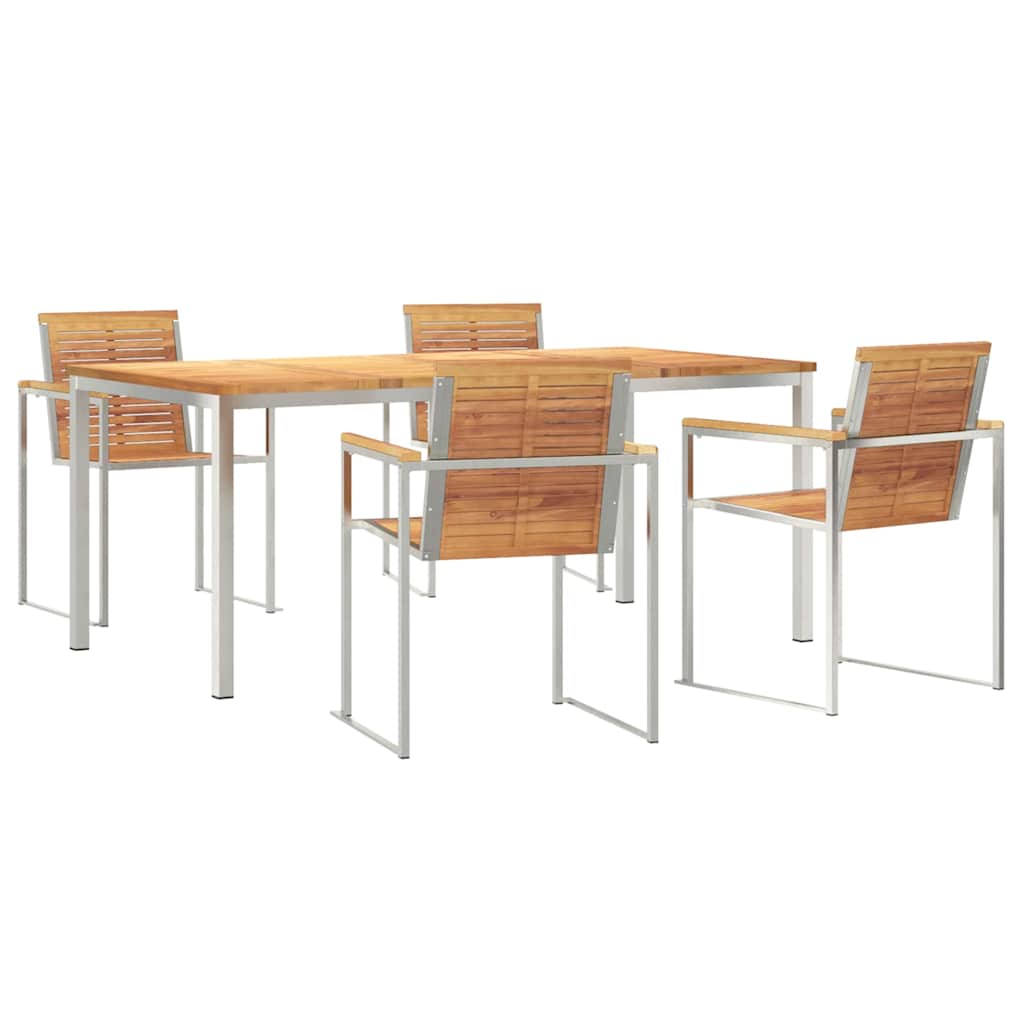 Vrtni set za objed 5 pcs Smeđa Čvrsto teak drvo