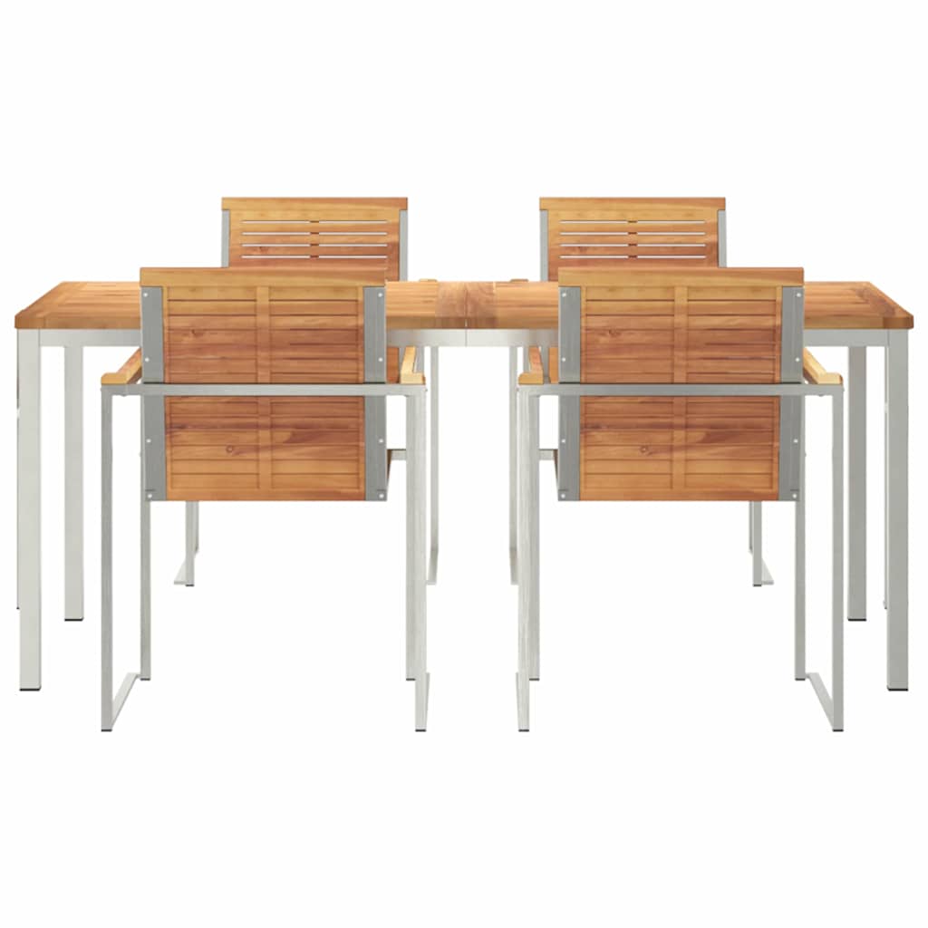 Vrtni set za objed 5 pcs Smeđa Čvrsto teak drvo