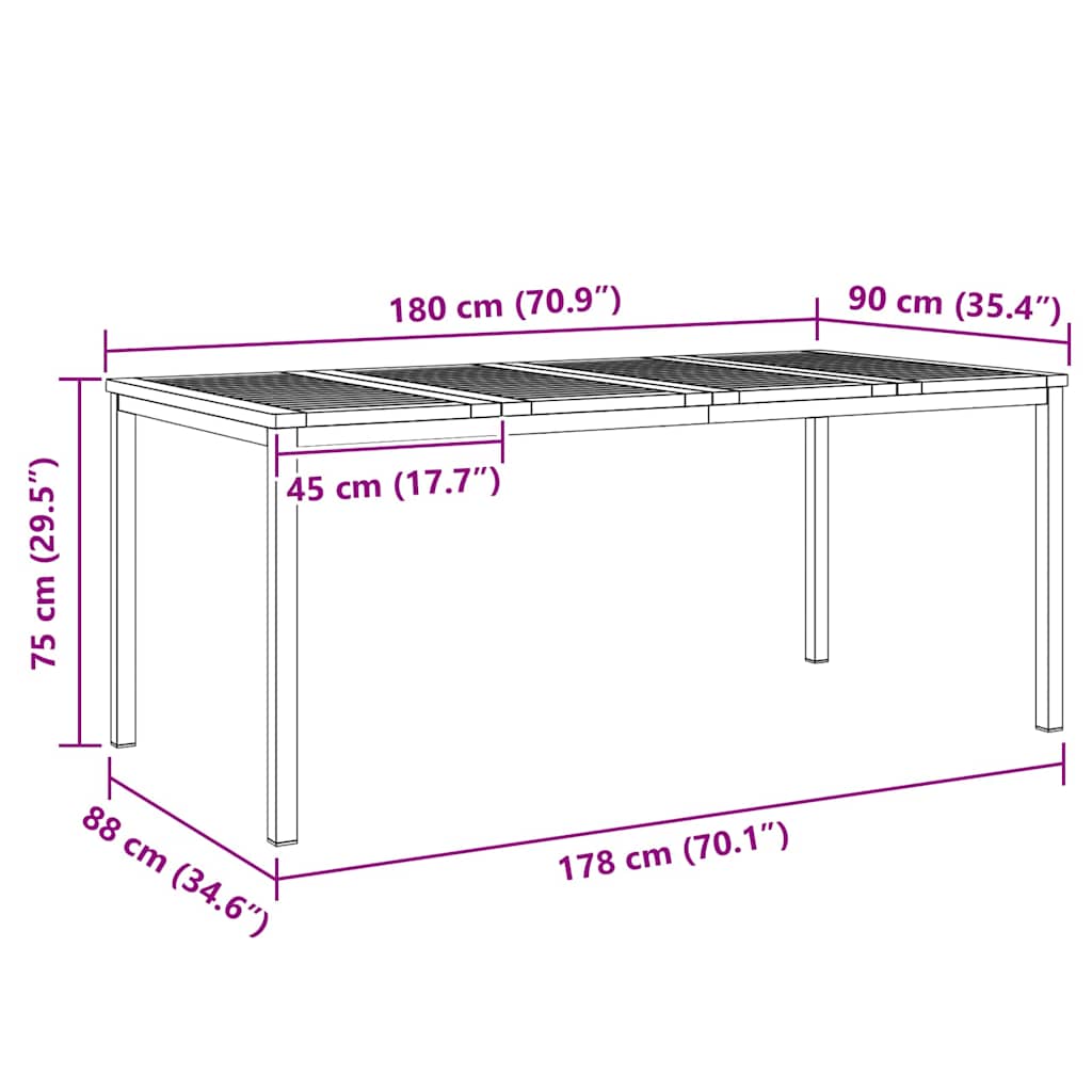 Vrtni set za objed 5 pcs Masivni teak drvo i nehrđajući čelik