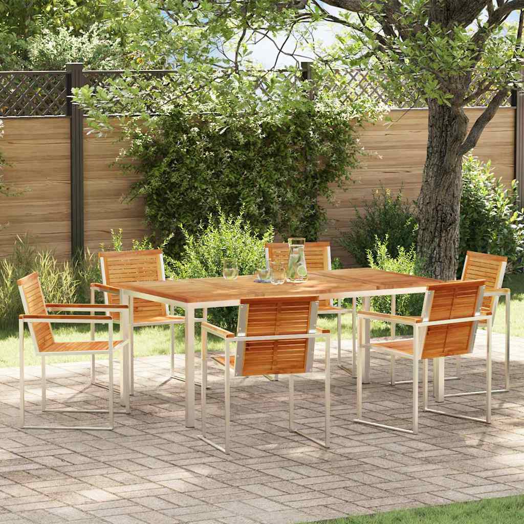 Vrtni set za objed 7 pcs Smeđa Čvrsto teak drvo