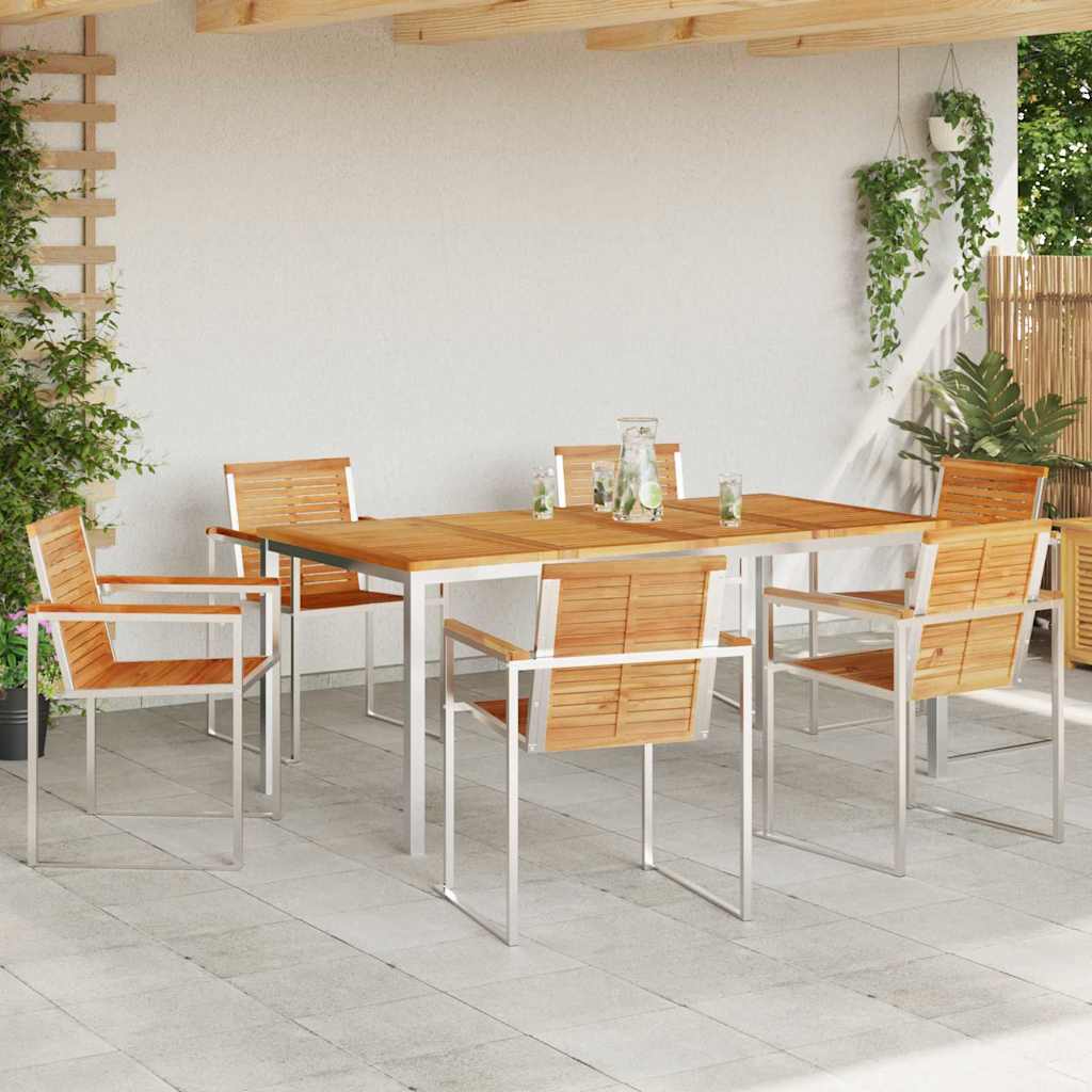 Vrtni set za objed 7 pcs Smeđa Čvrsto teak drvo