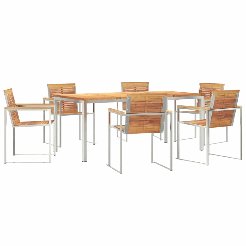 Vrtni set za objed 7 pcs Smeđa Čvrsto teak drvo