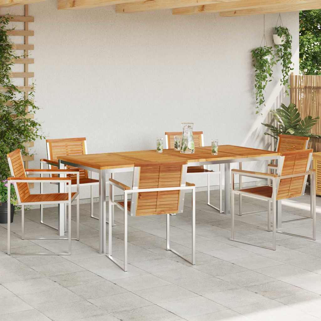 Vrtni set za objed 7 pcs Smeđa Čvrsto teak drvo