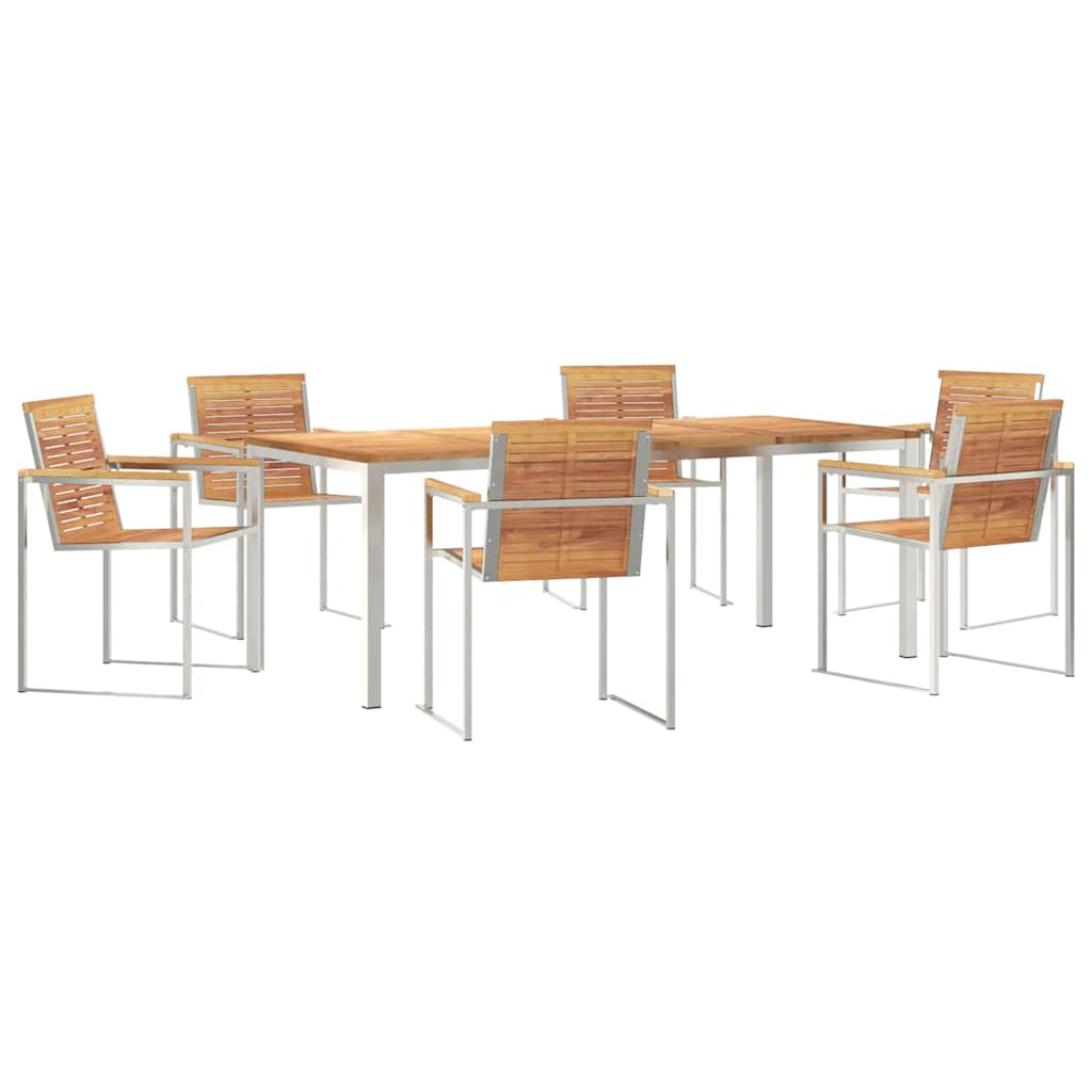 Vrtni set za objed 7 pcs Smeđa Čvrsto teak drvo