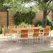 Vrtni set za objed 9 pcs Masivni teak drvo i nehrđajući čelik