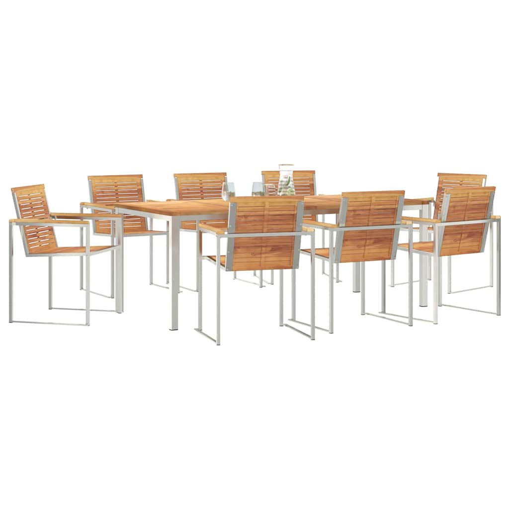 Vrtni set za objed 9 pcs Smeđa Čvrsto teak drvo