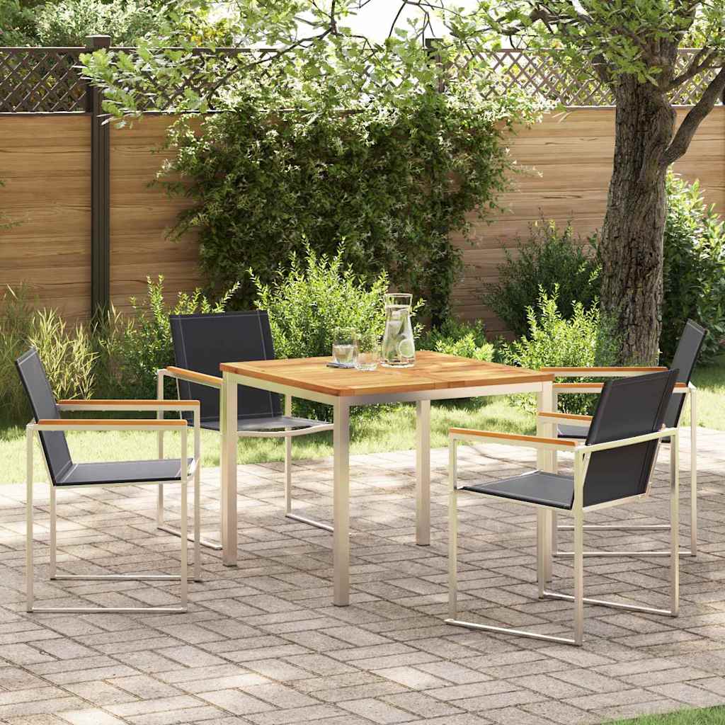 Vrtni set za objed 5 pcs Smeđa Čvrsto teak drvo
