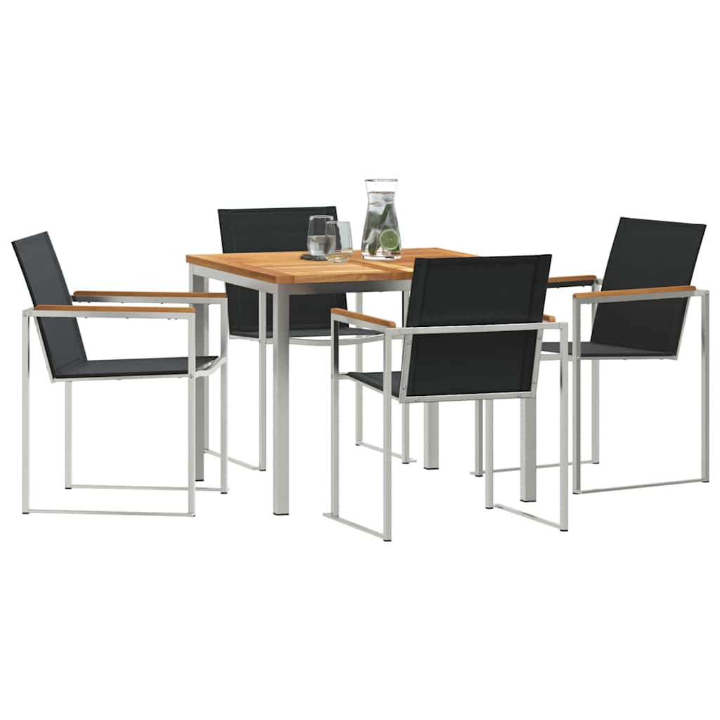 Vrtni set za objed 5 pcs Smeđa Čvrsto teak drvo