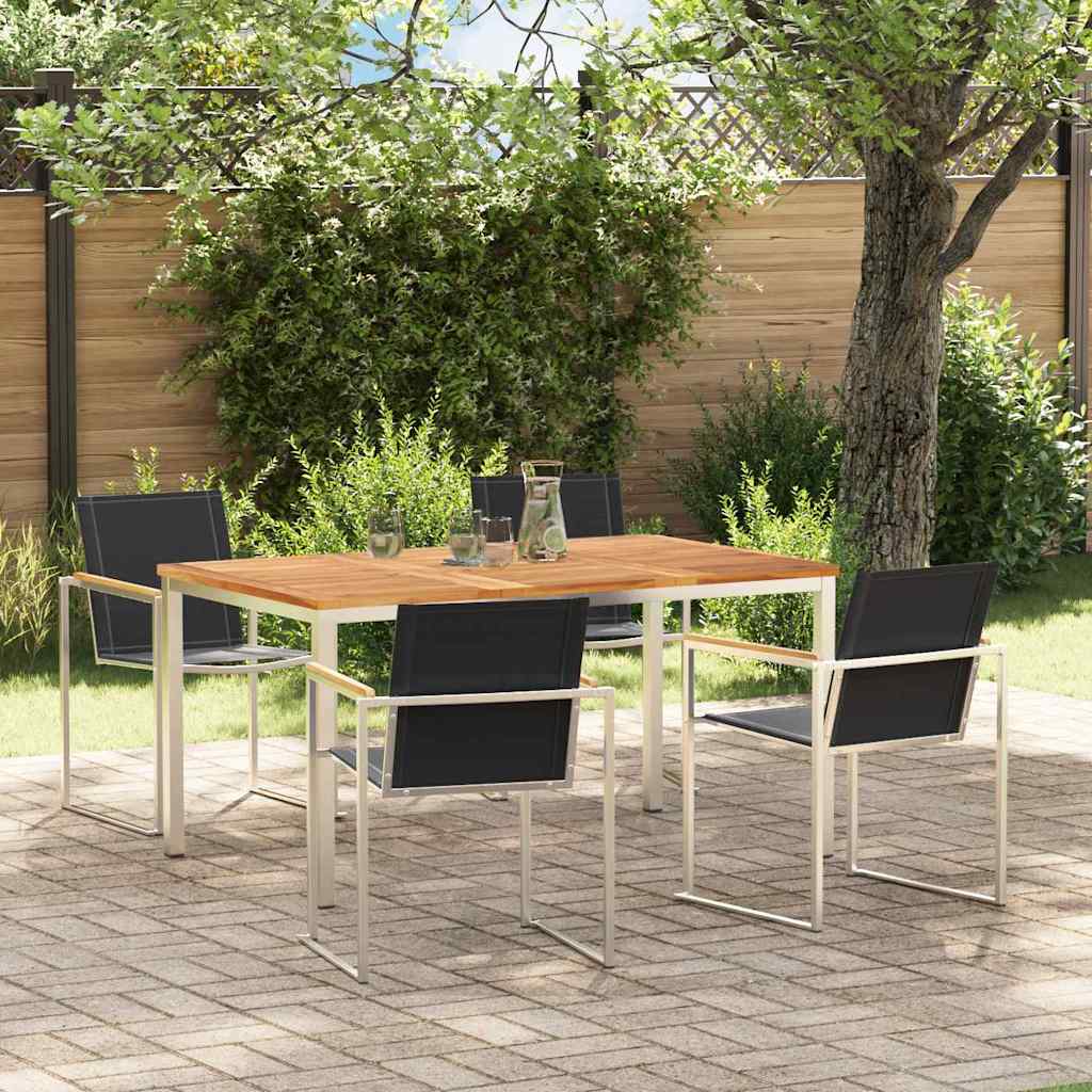 Vrtni set za objed 5 pcs Smeđa Čvrsto teak drvo