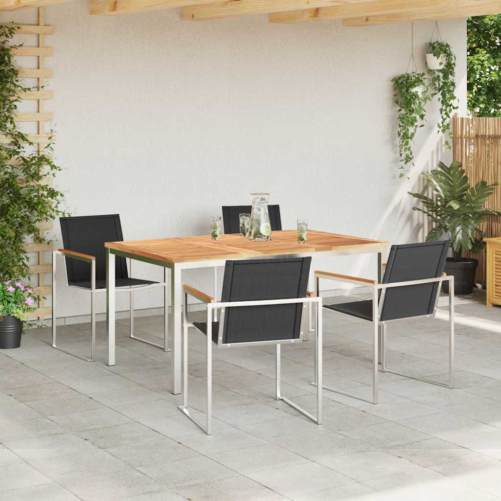 Vrtni set za objed 5 pcs Smeđa Čvrsto teak drvo
