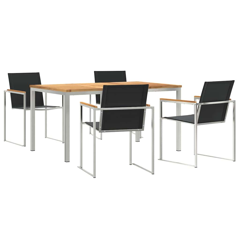 Vrtni set za objed 5 pcs Smeđa Čvrsto teak drvo