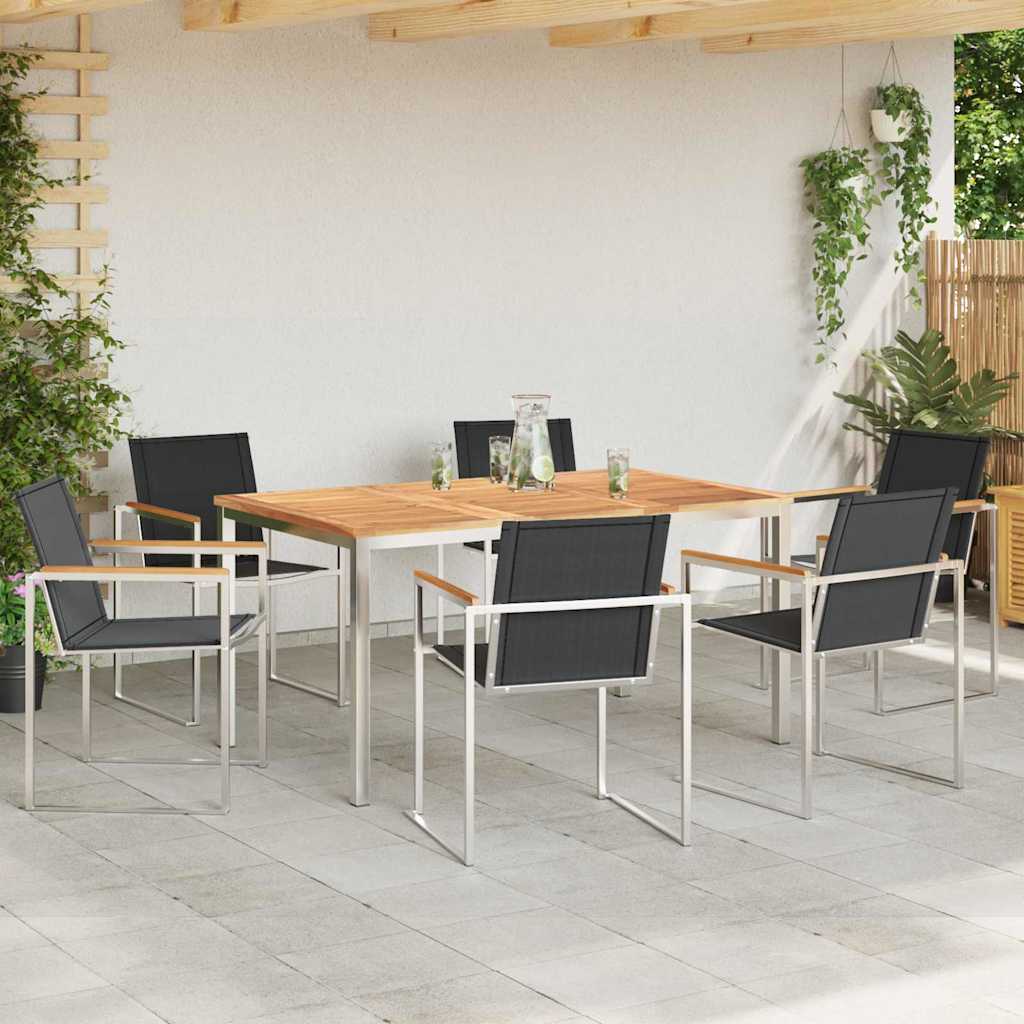 Vrtni set za objed 7 pcs Smeđa Čvrsto teak drvo
