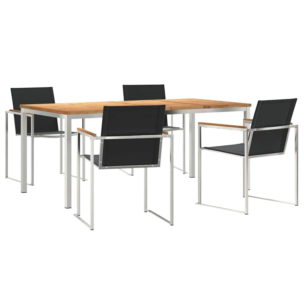 Vrtni set za objed 5 pcs Smeđa Čvrsto teak drvo