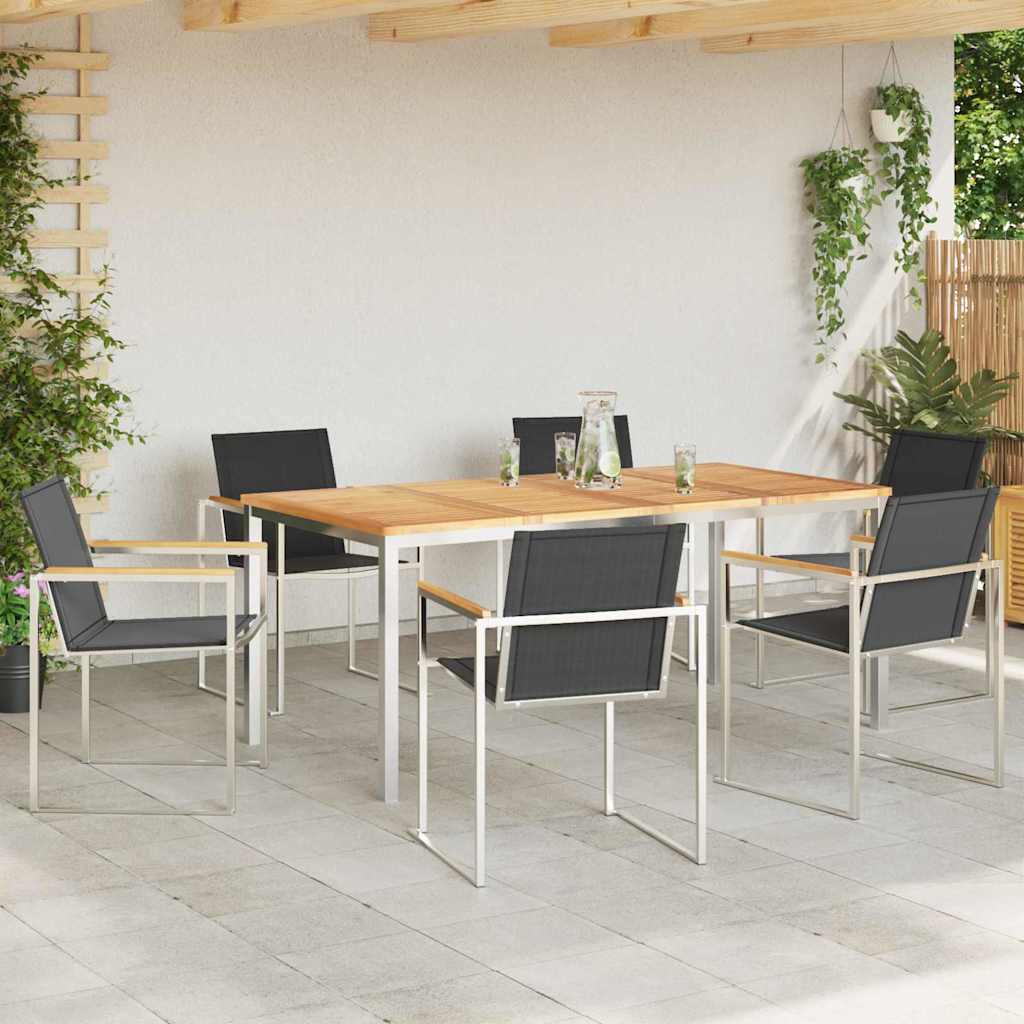 Vrtni set za objed 7 pcs Smeđa Čvrsto teak drvo
