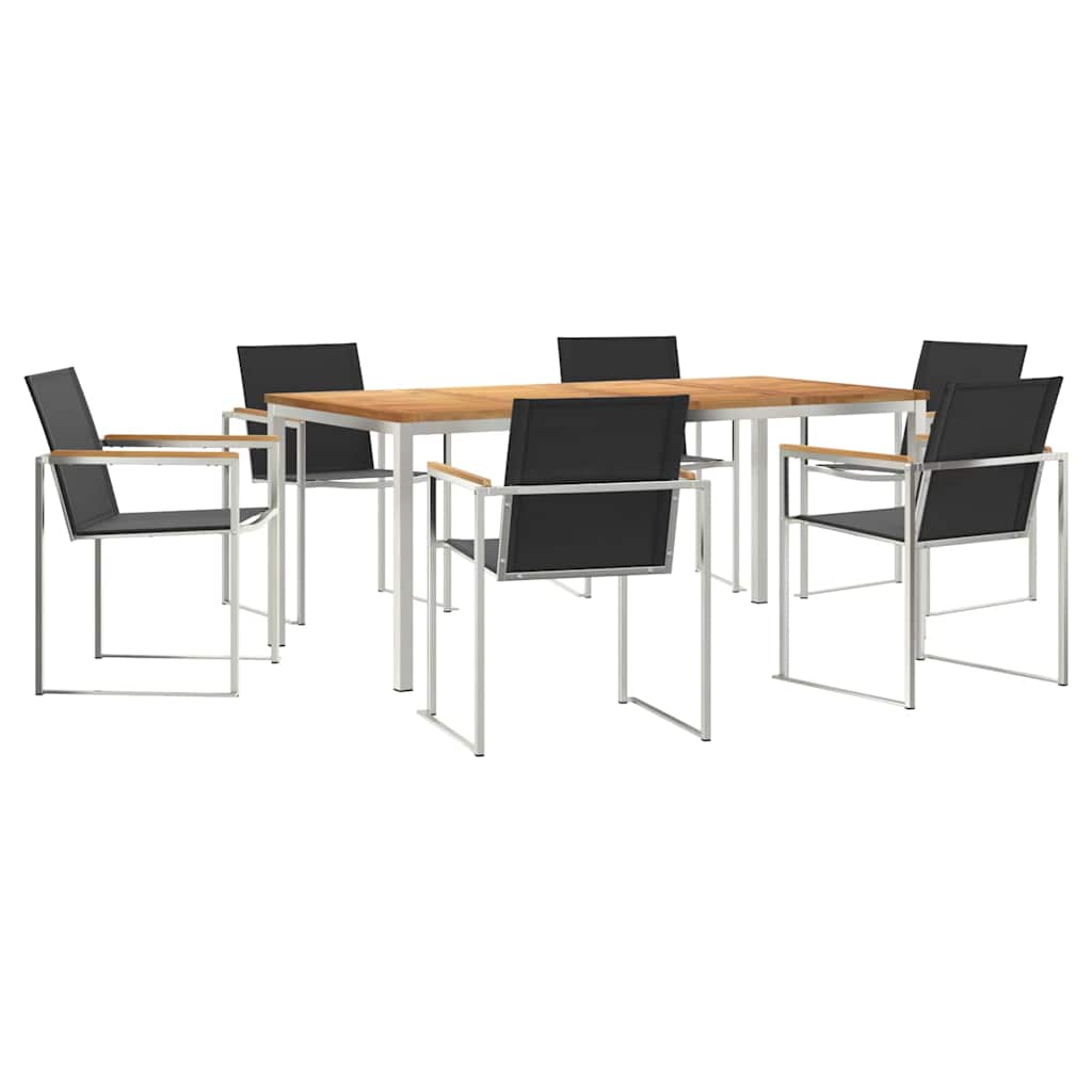 Vrtni set za objed 7 pcs Masivni teak drvo i nehrđajući čelik