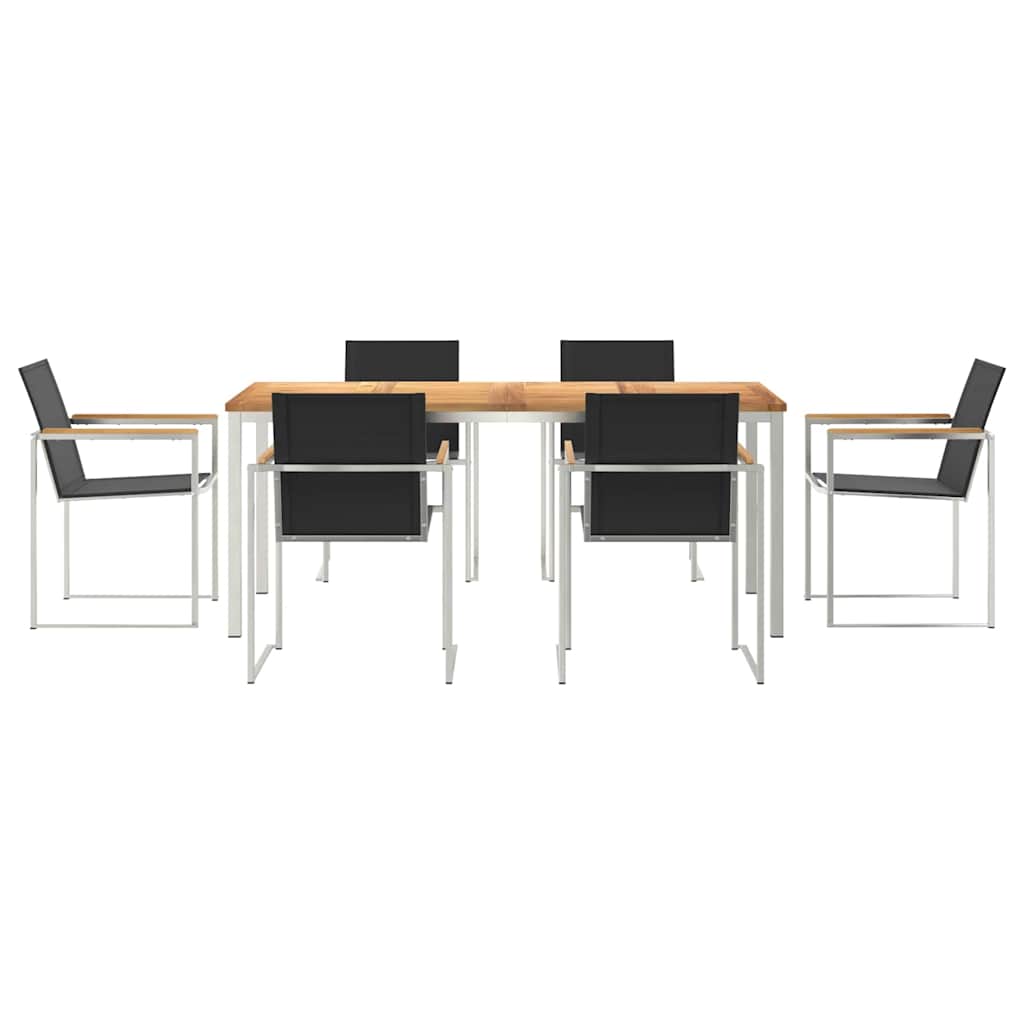 Vrtni set za objed 7 pcs Smeđa Čvrsto teak drvo