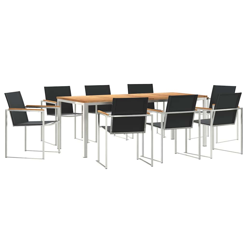 Vrtni set za objed 9 pcs Smeđa Čvrsto teak drvo