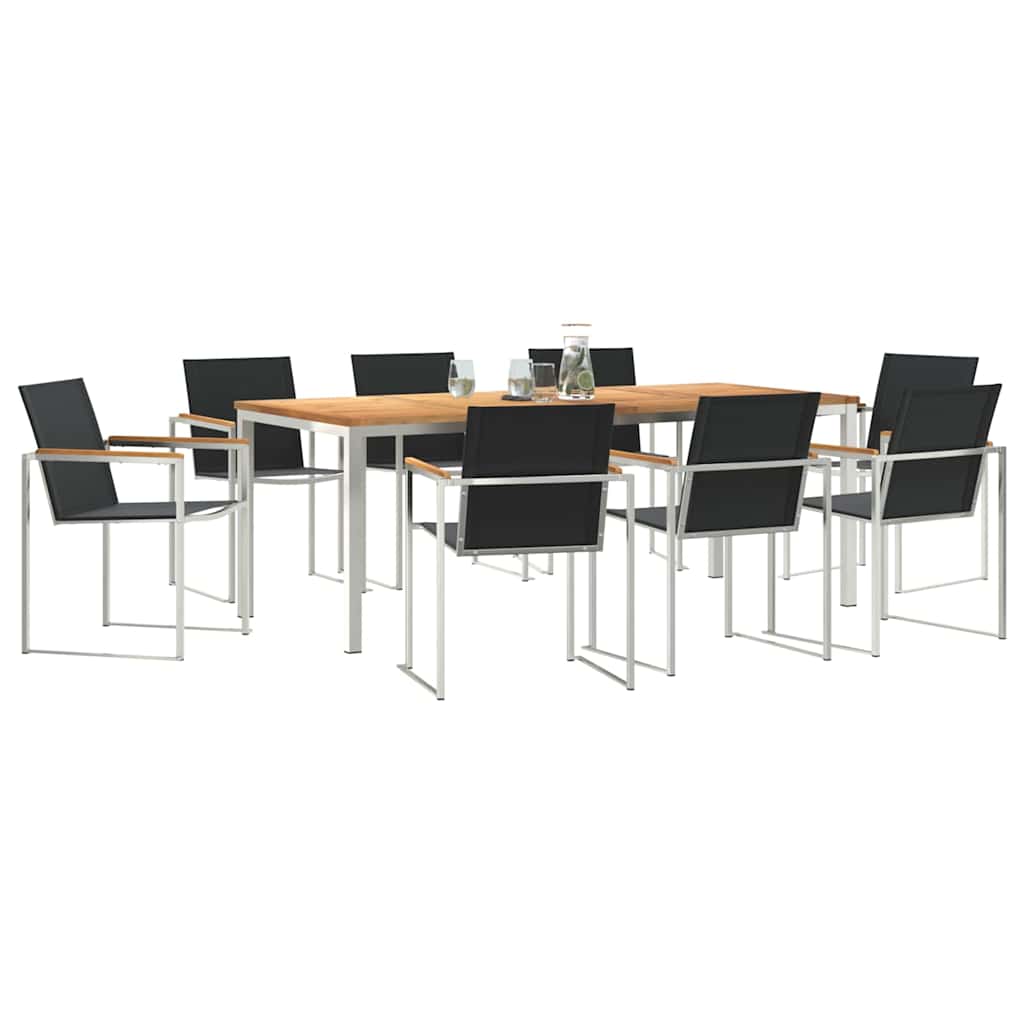 Vrtni set za objed 9 pcs Masivni teak drvo i nehrđajući čelik