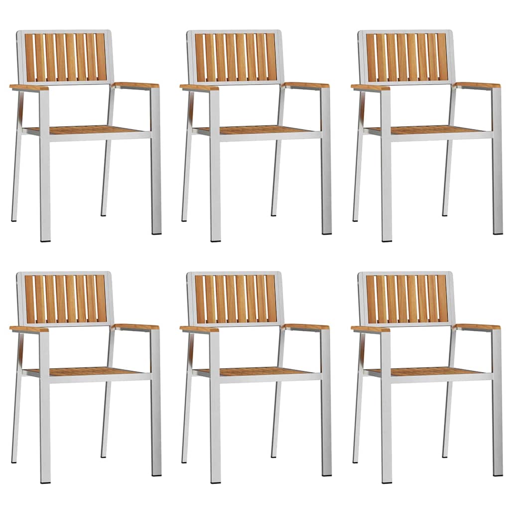 Vrtna stolica 6 pcs Smeđa 56 x 54,5 x 87 cm Čvrsto teak drvo