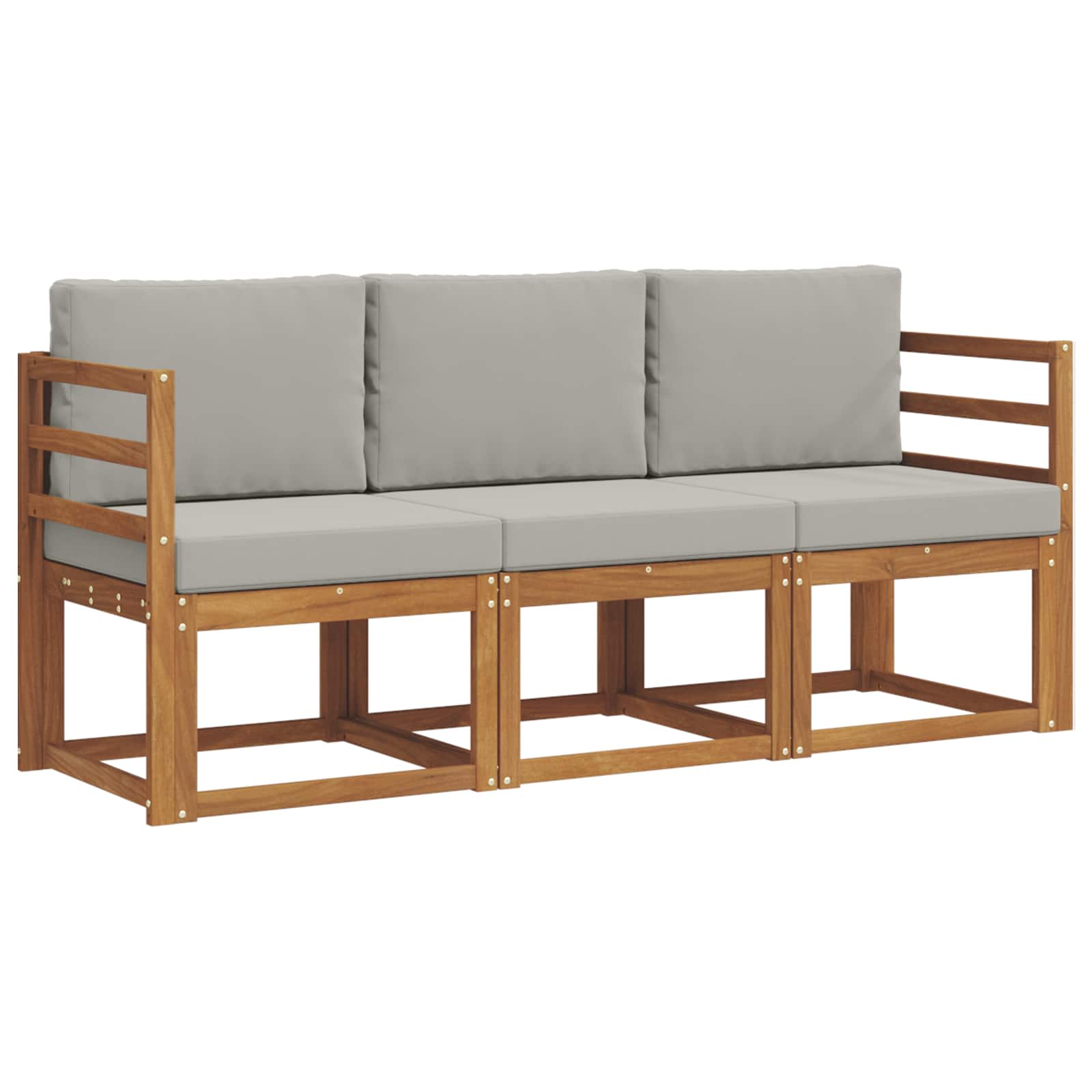 Set vanjskih sofa s jastukom 3 pcs Prirodna i svijetlo siva