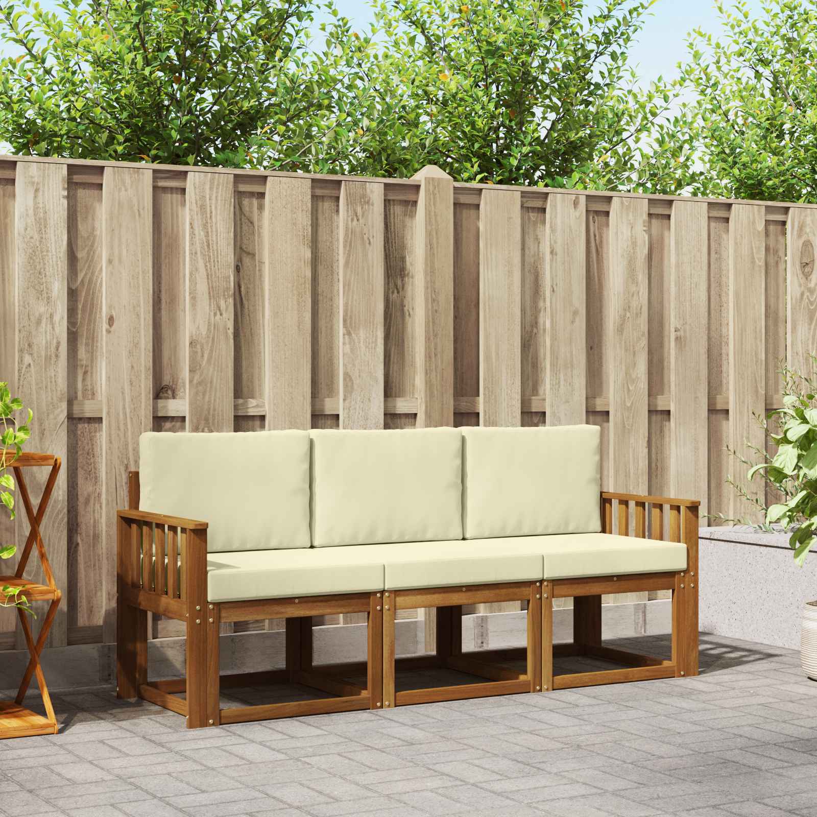 Set vanjskih sofa s jastukom 3 pcs Prirodna i krem