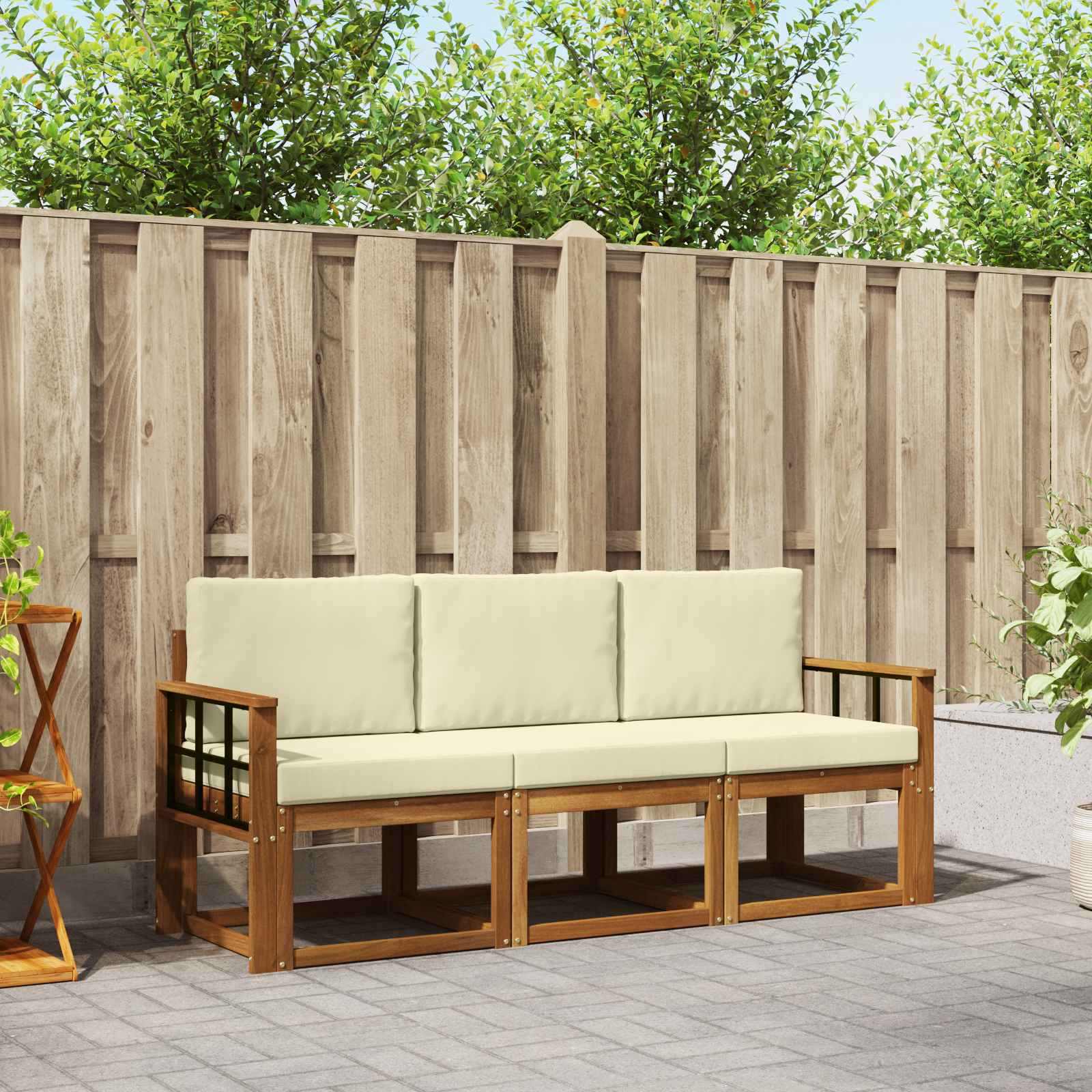 Set vanjskih sofa s jastukom 3 pcs Prirodna i krem