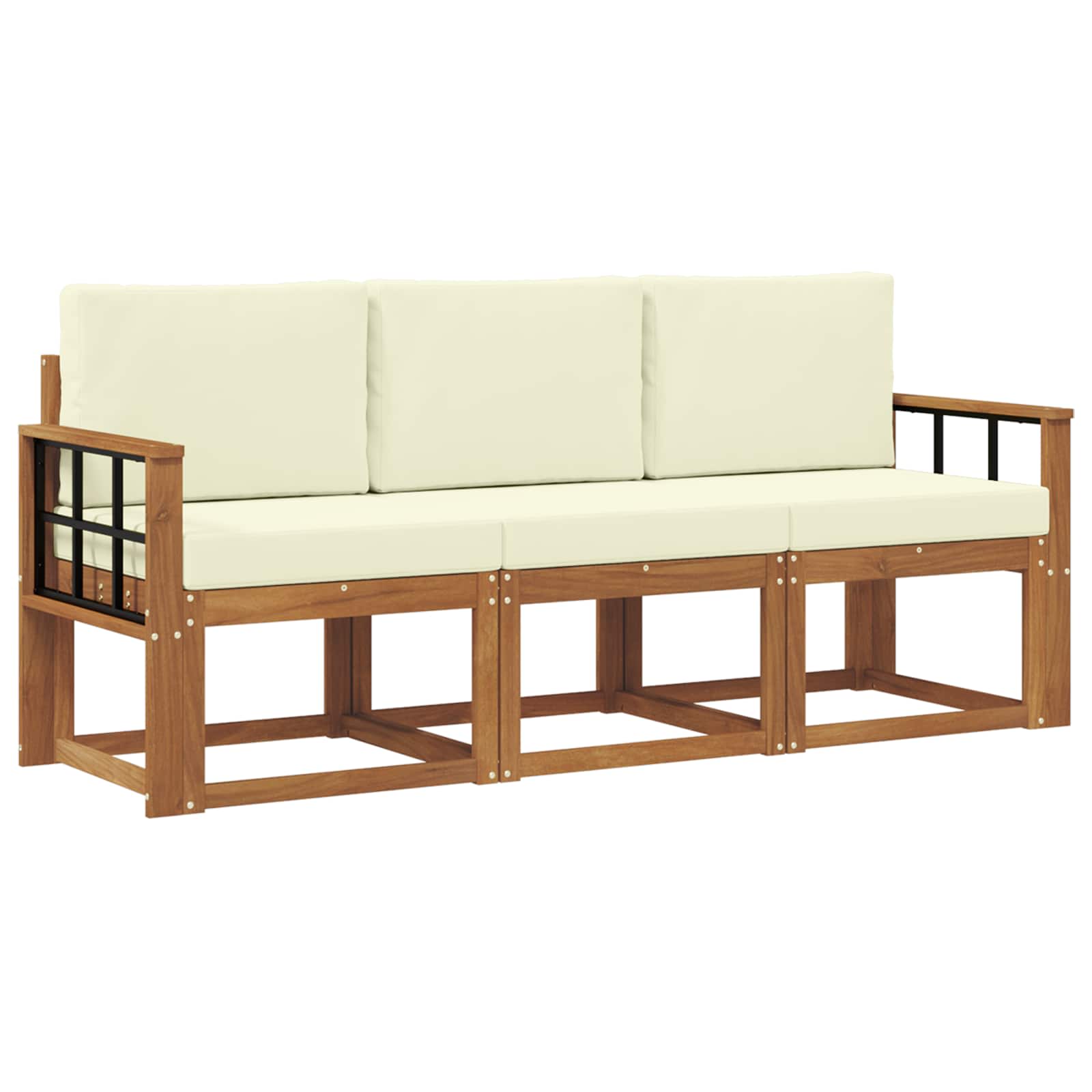 Set vanjskih sofa s jastukom 3 pcs Prirodna i krem
