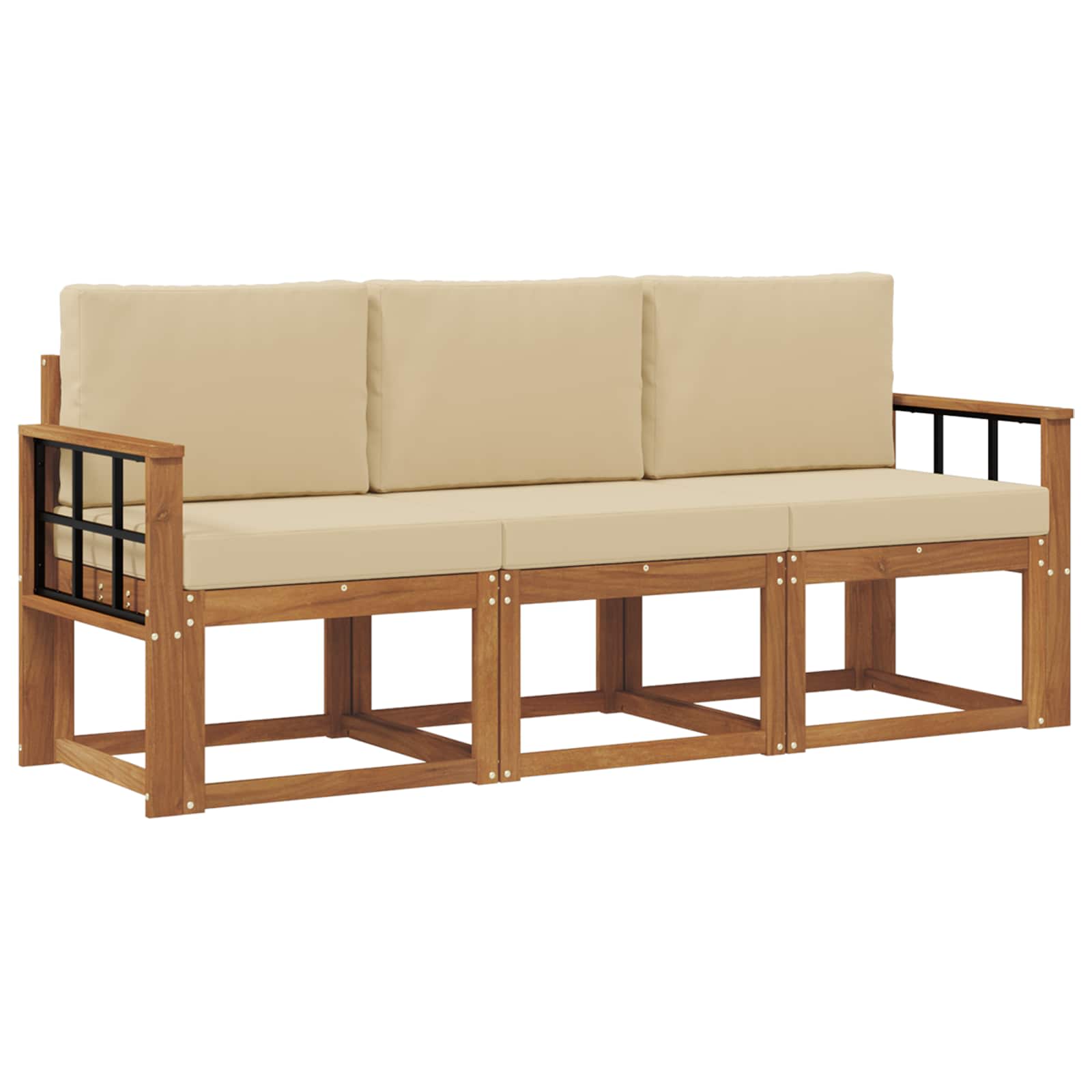 Set vanjskih sofa s jastukom 3 pcs Prirodna i bež