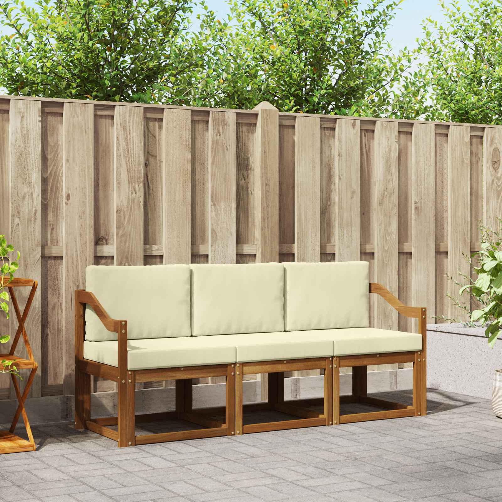 Set vanjskih sofa s jastukom 3 pcs Prirodna i krem