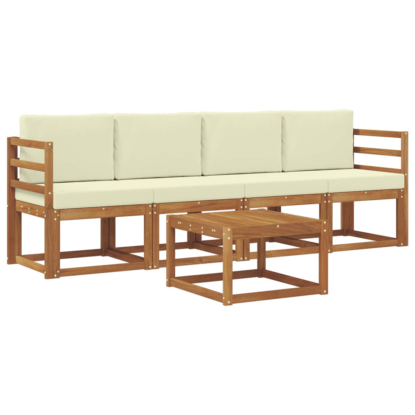 Set vanjskih sofa s jastukom 5 pcs Prirodna i krem