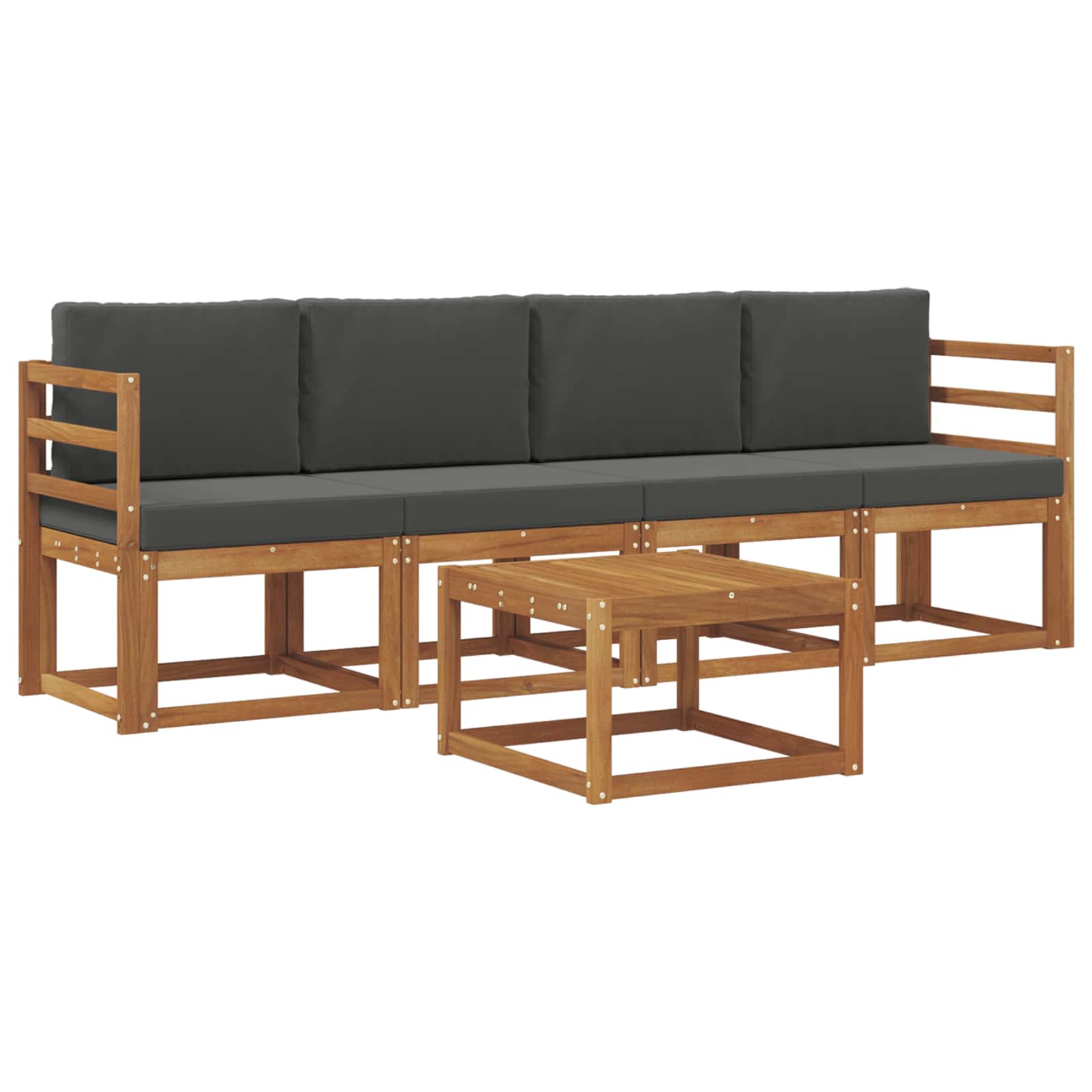 Set vanjskih sofa s jastukom 5 pcs Prirodna i antracit