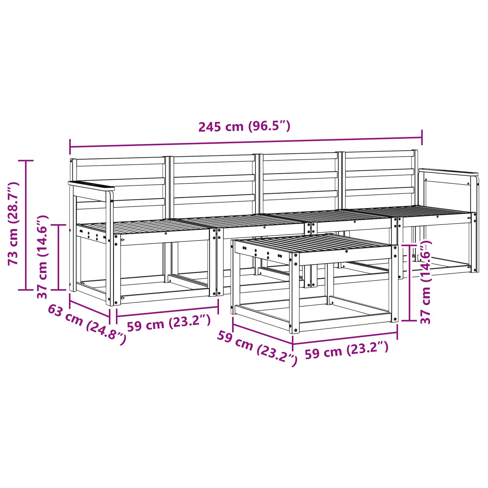 Set vanjskih sofa 5 pcs Prirodna