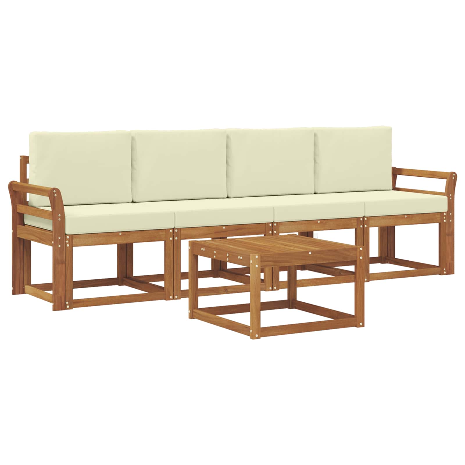 Set vanjskih sofa s jastukom 5 pcs Prirodna i krem