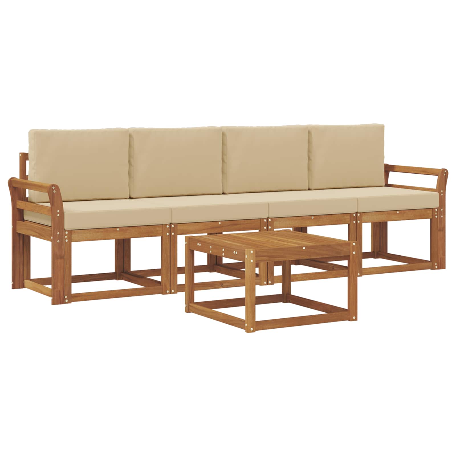 Set vanjskih sofa s jastukom 5 pcs Prirodna i bež