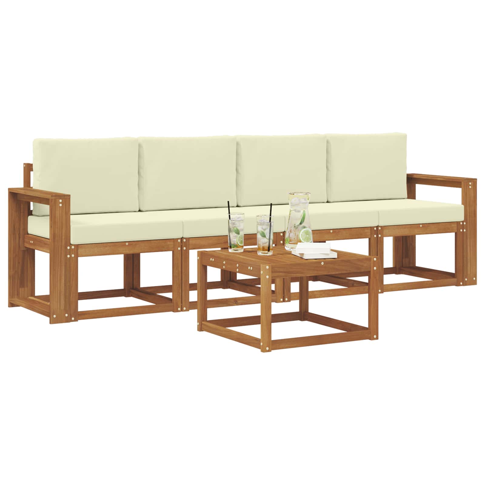 Set vanjskih sofa s jastukom 5 pcs Prirodna i krem