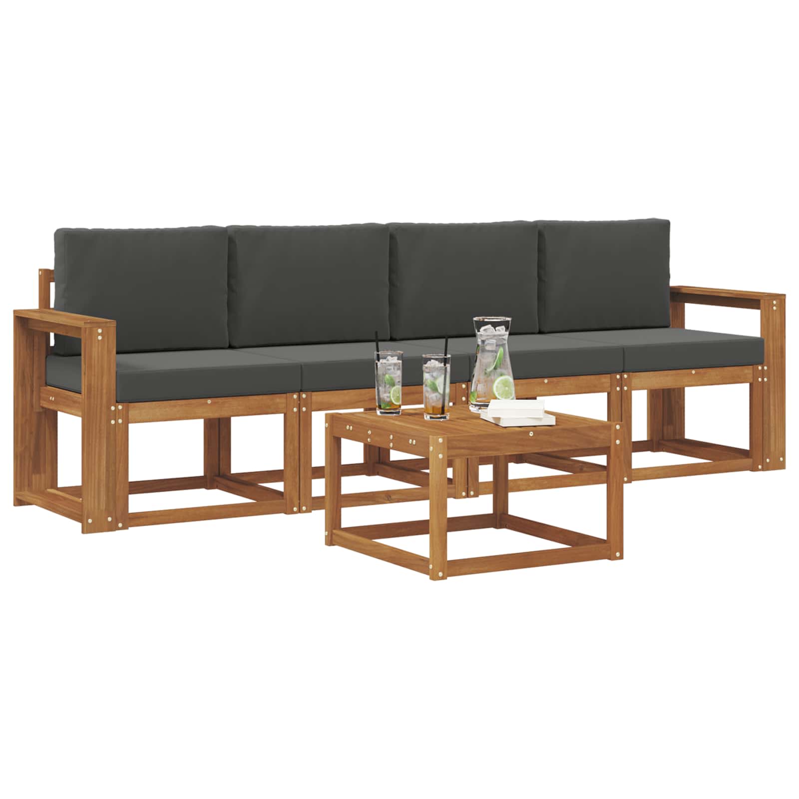 Set vanjskih sofa s jastukom 5 pcs Prirodna i antracit