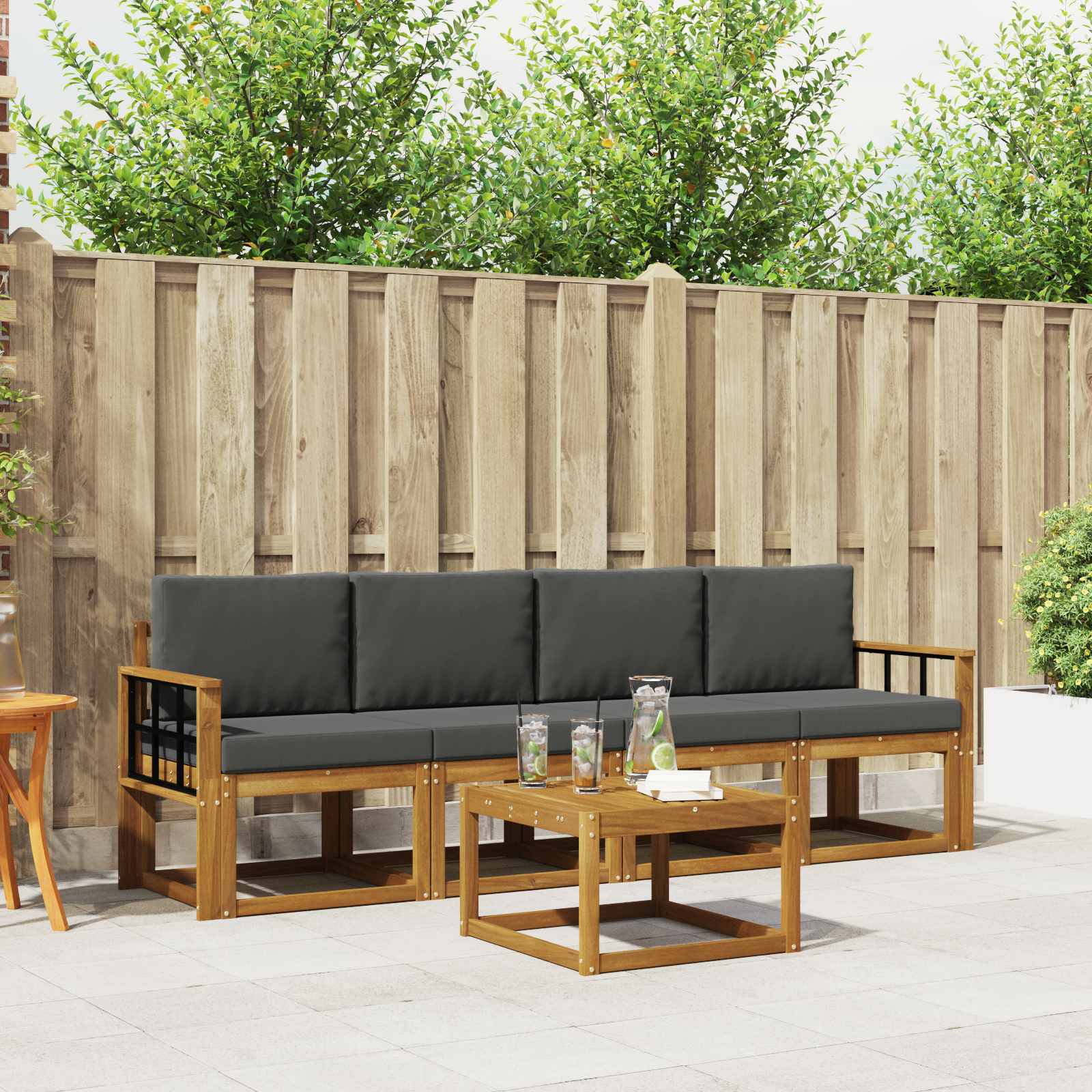 Set vanjskih sofa s jastukom 5 pcs Prirodna i antracit