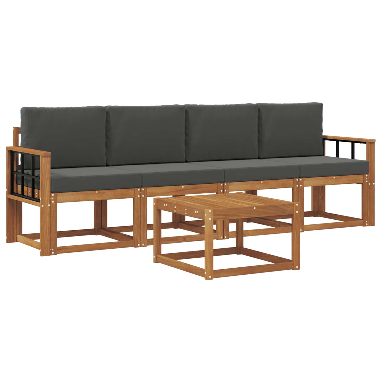 Set vanjskih sofa s jastukom 5 pcs Prirodna i antracit