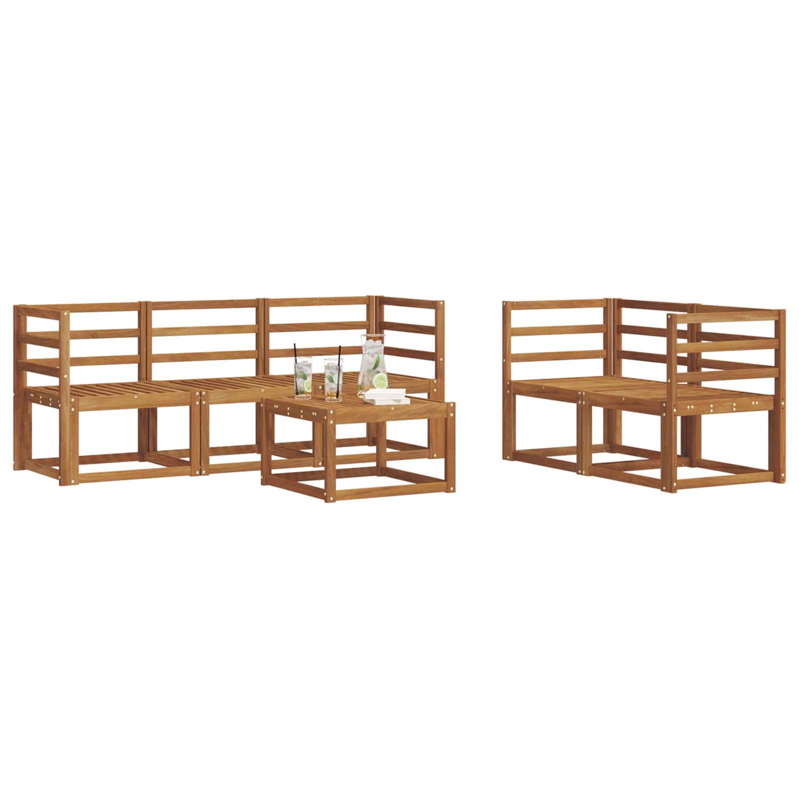 Set vanjskih sofa 6 pcs Prirodna Čvrsto drvo akacije
