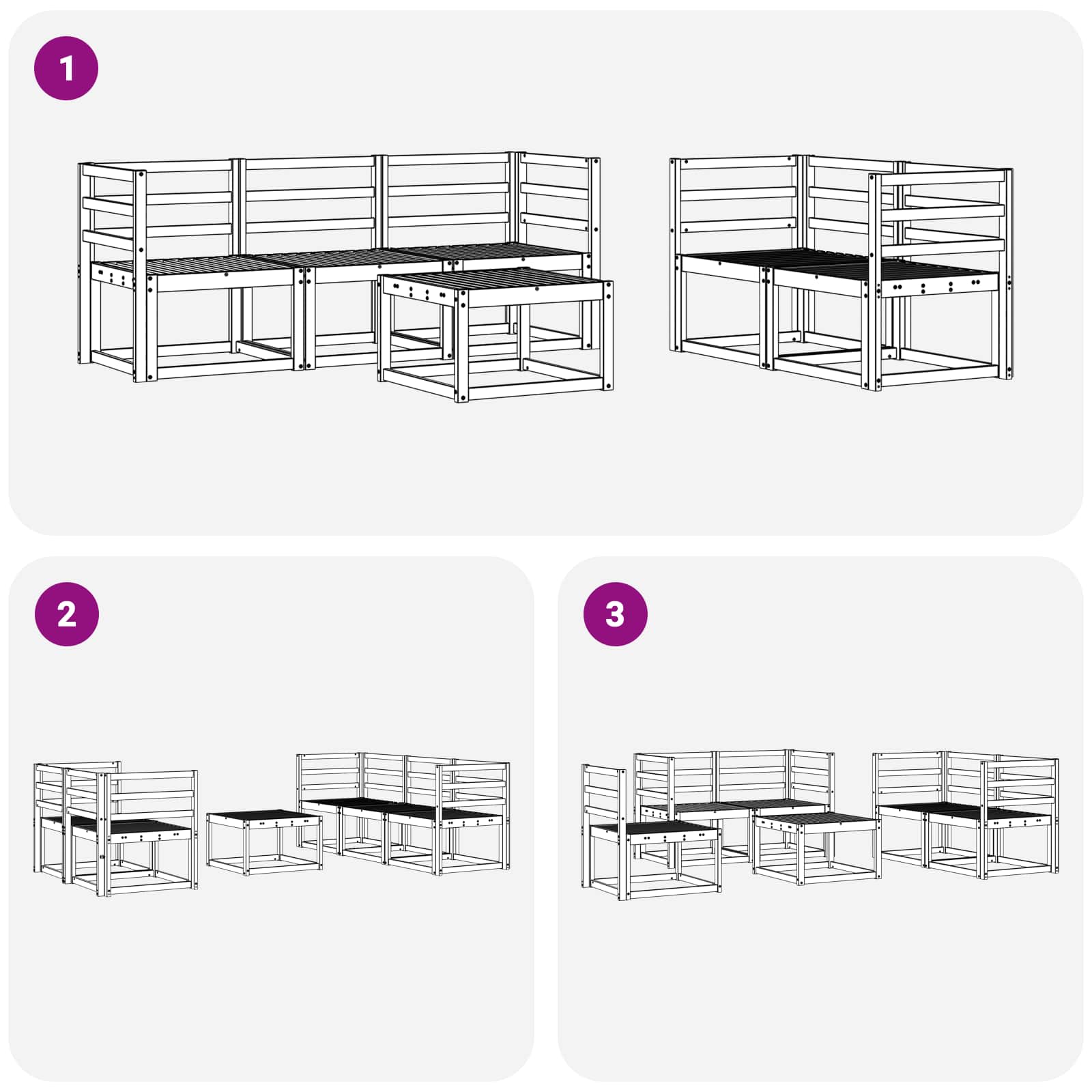 Set vanjskih sofa 6 pcs Prirodna Čvrsto drvo akacije