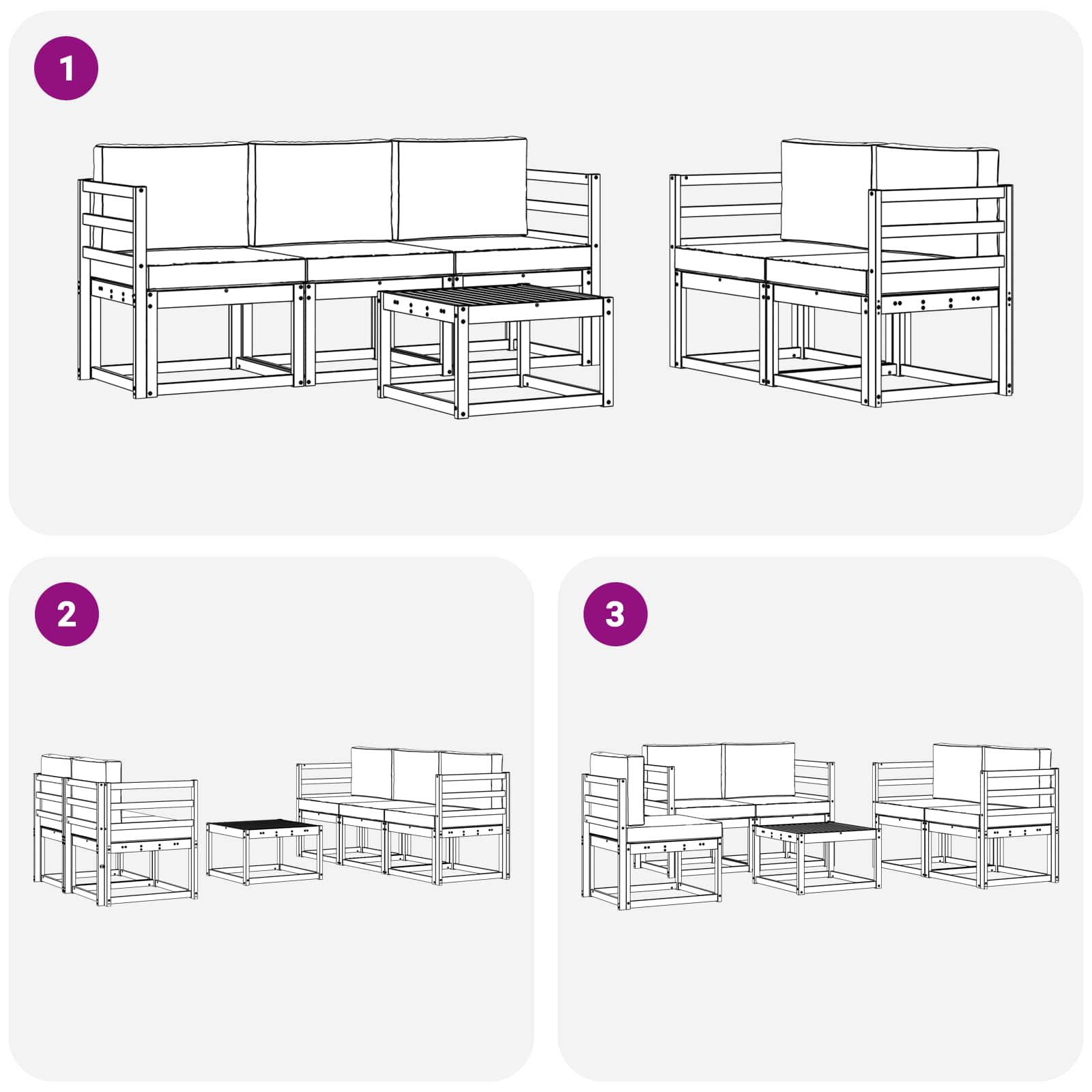 Set vanjskih sofa s jastukom 6 pcs Prirodna i svijetlo siva