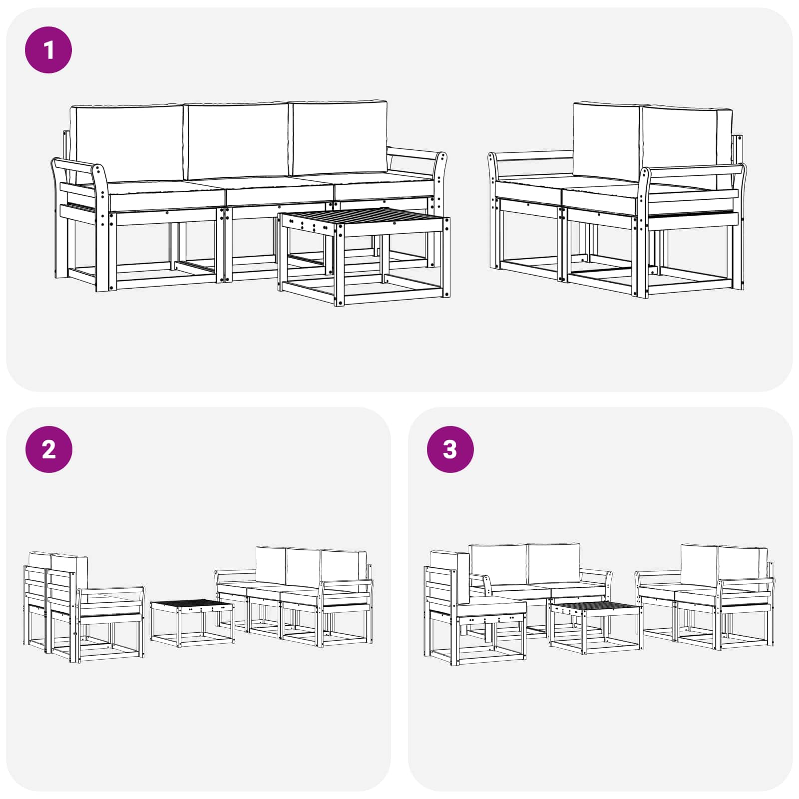 Set vanjskih sofa s jastukom 6 pcs Prirodna i krem