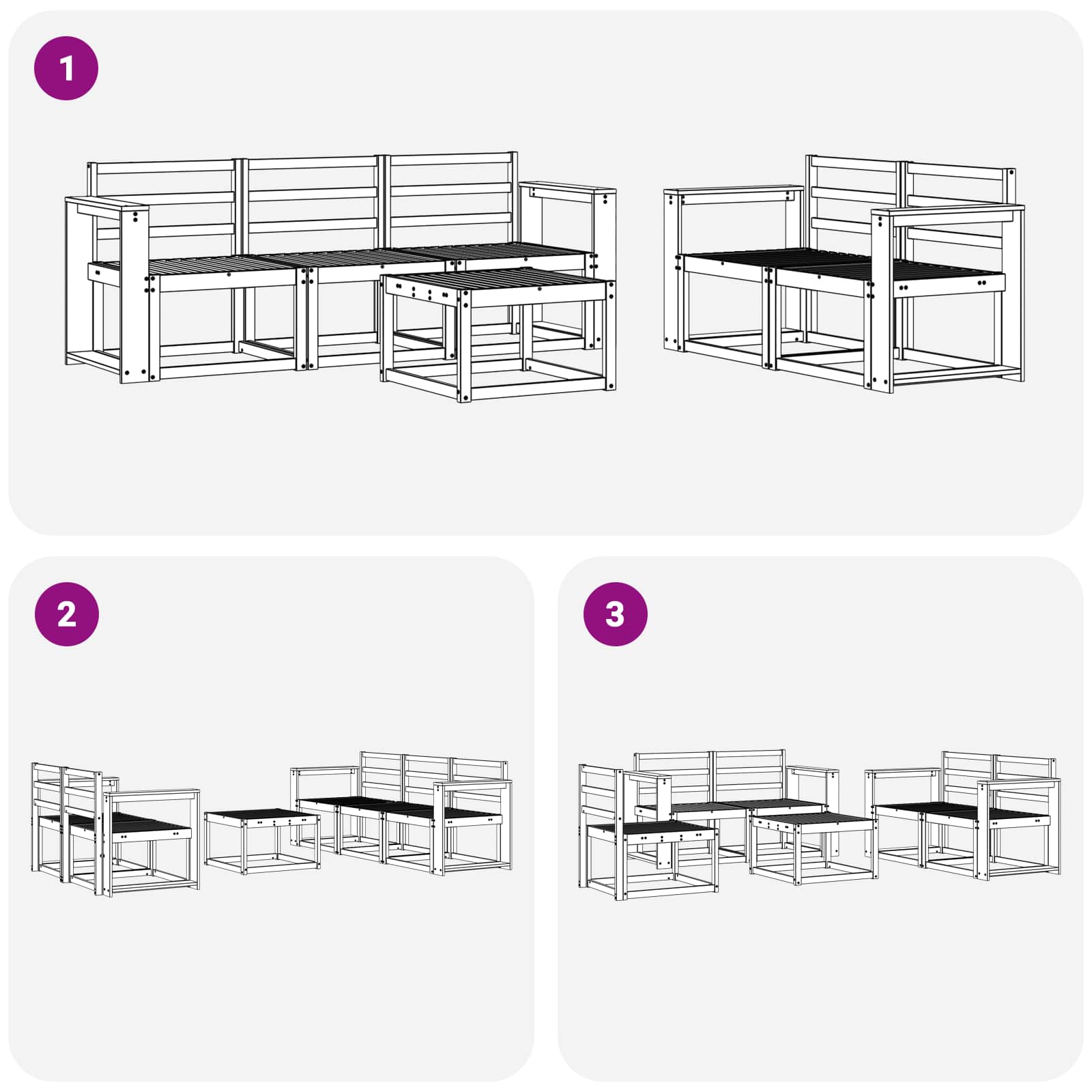 Set vanjskih sofa 6 pcs Prirodna