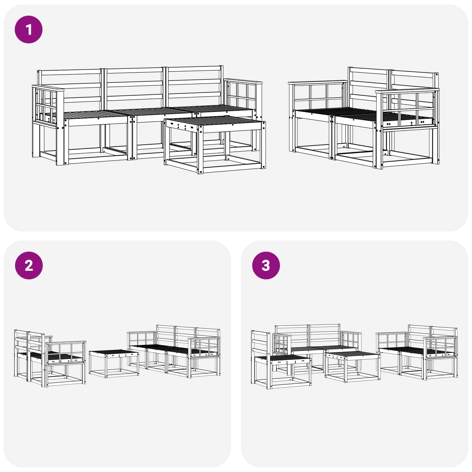 Set vanjskih sofa 6 pcs Prirodna