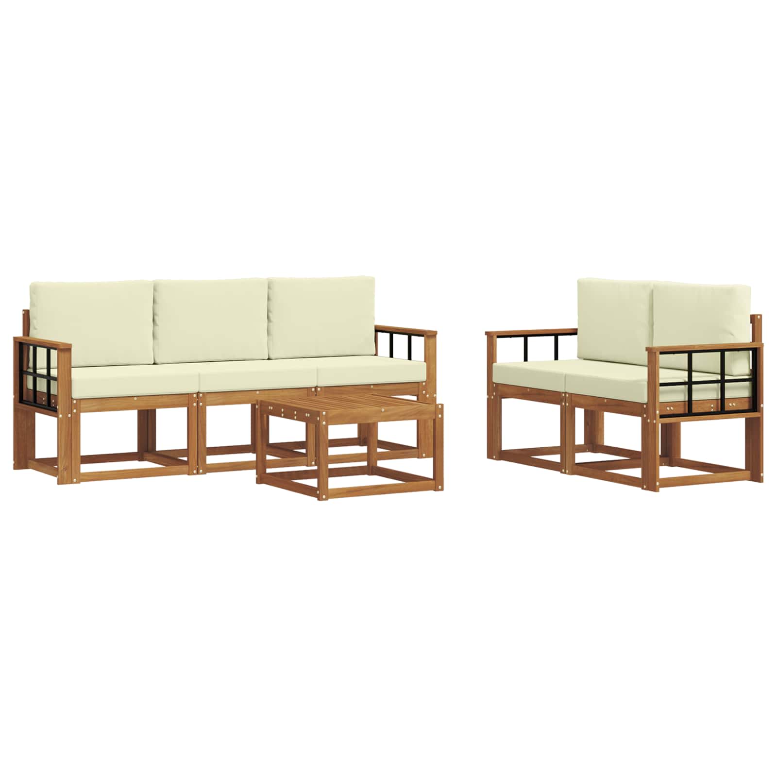 Set vanjskih sofa s jastukom 6 pcs Prirodna i krem