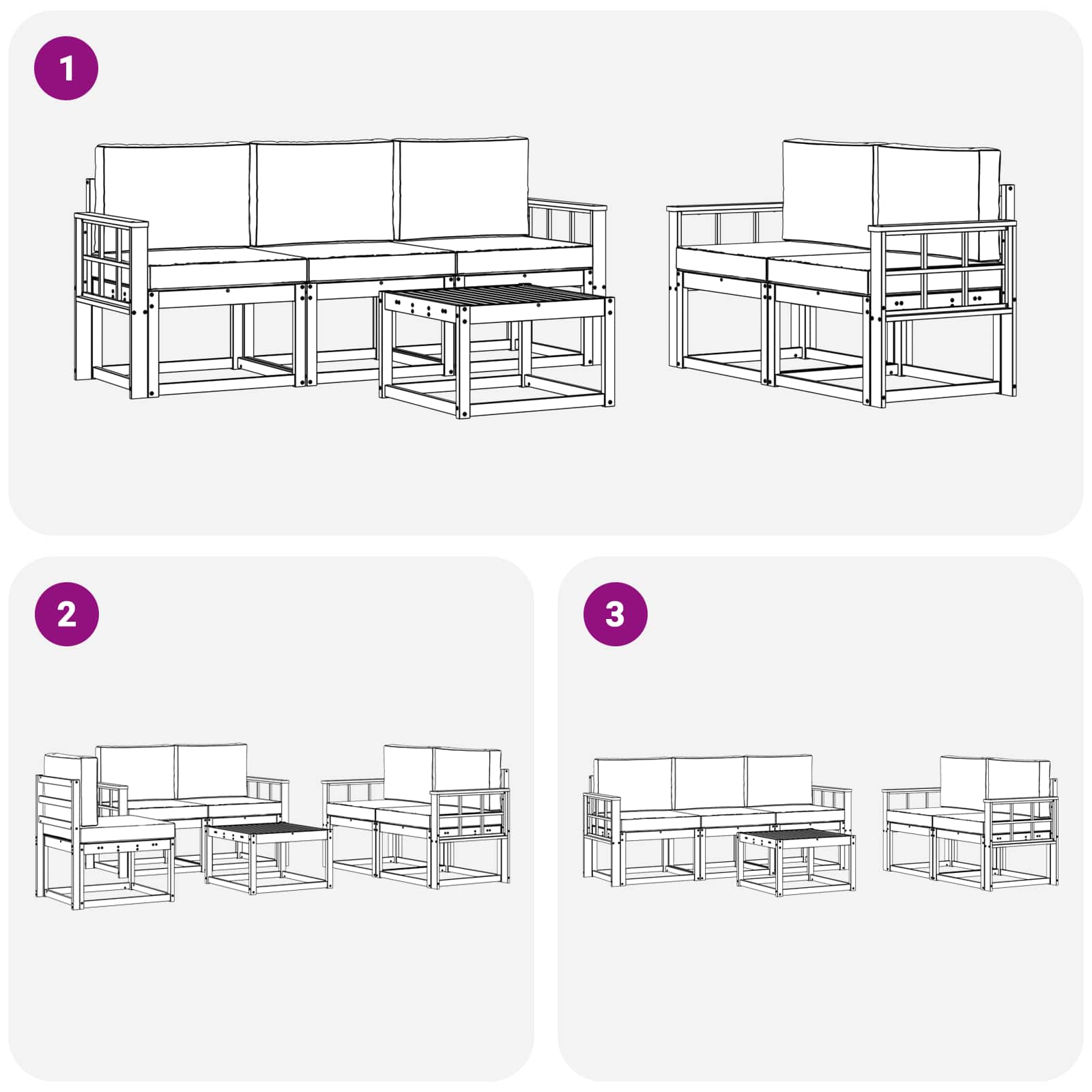 Set vanjskih sofa s jastukom 6 pcs Prirodna i antracit