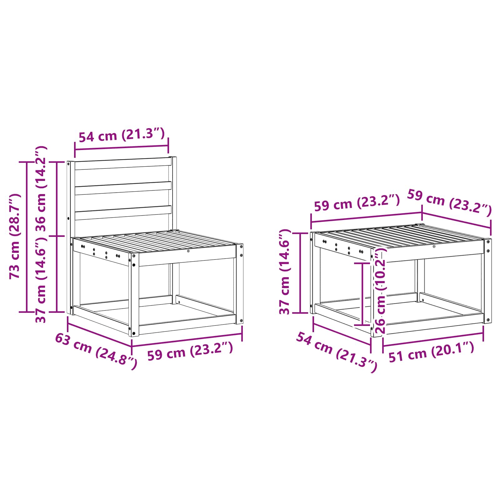Set vanjskih sofa 6 pcs Prirodna