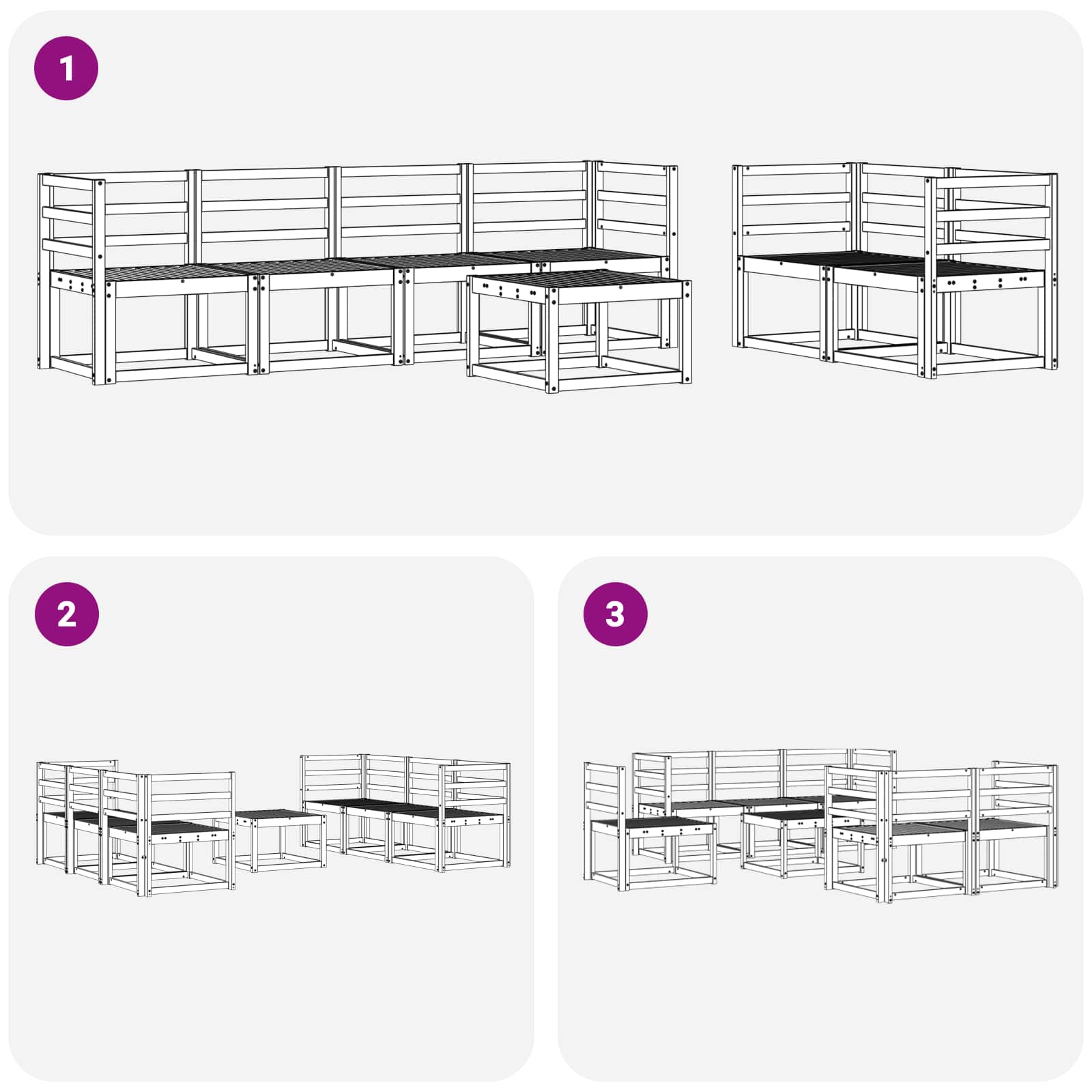 Set vanjskih sofa 7 pcs Prirodna