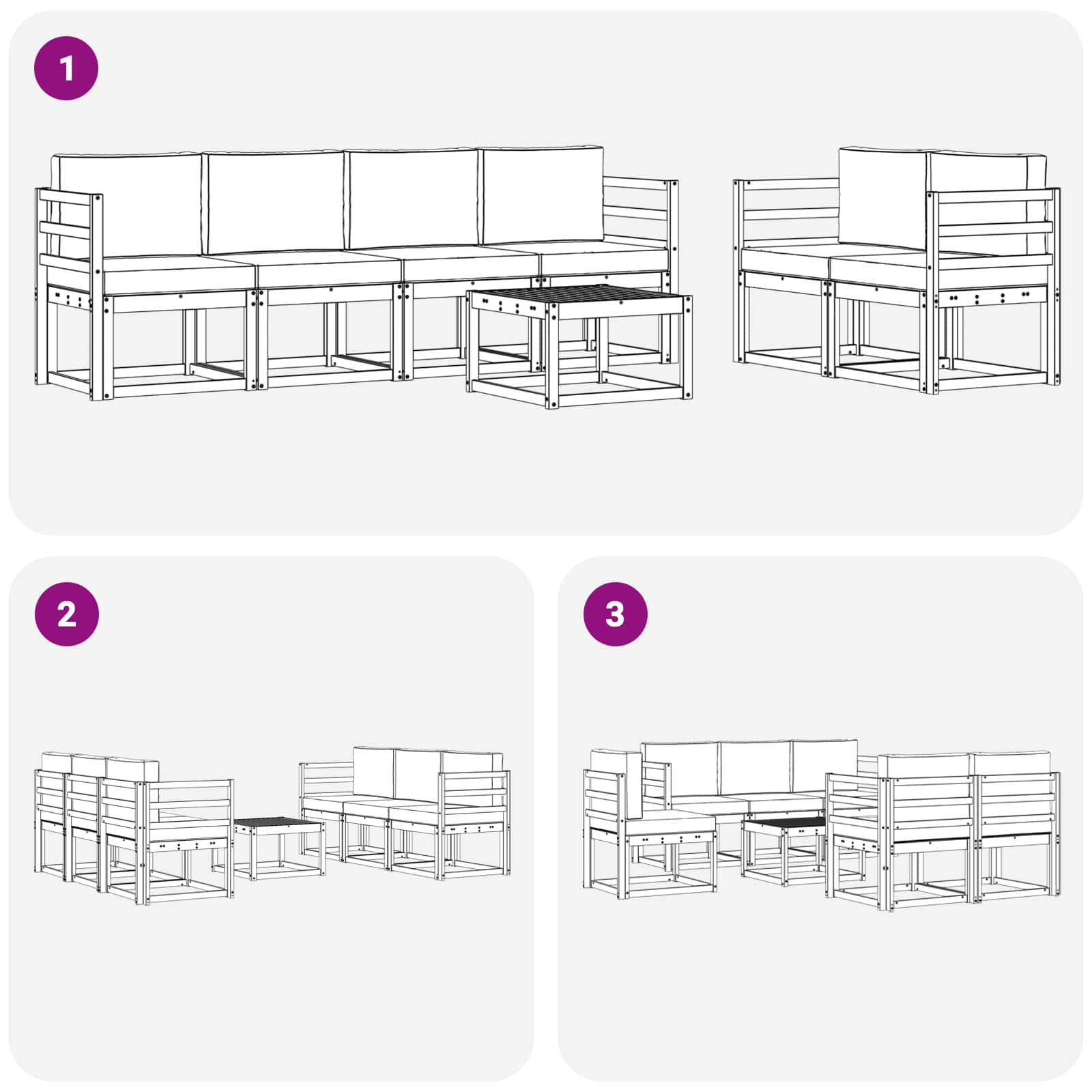 Set vanjskih sofa s jastukom 7 pcs Prirodna i krem