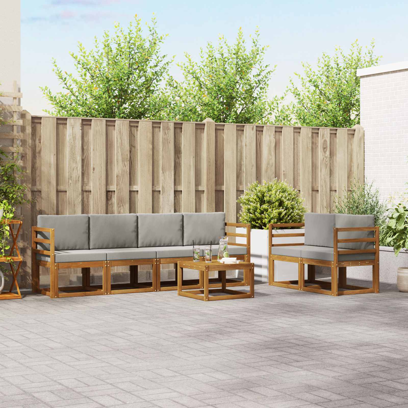 Set vanjskih sofa 7 pcs Prirodna i svijetlo siva